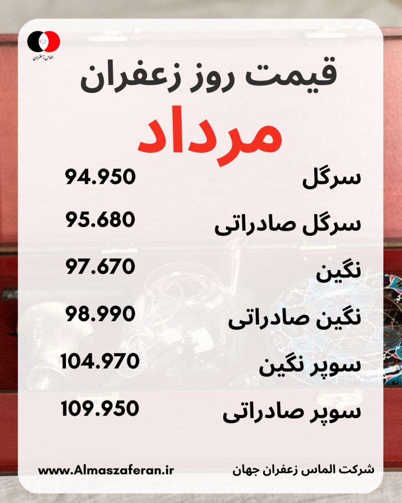 قیمت روز زعفران مرداد