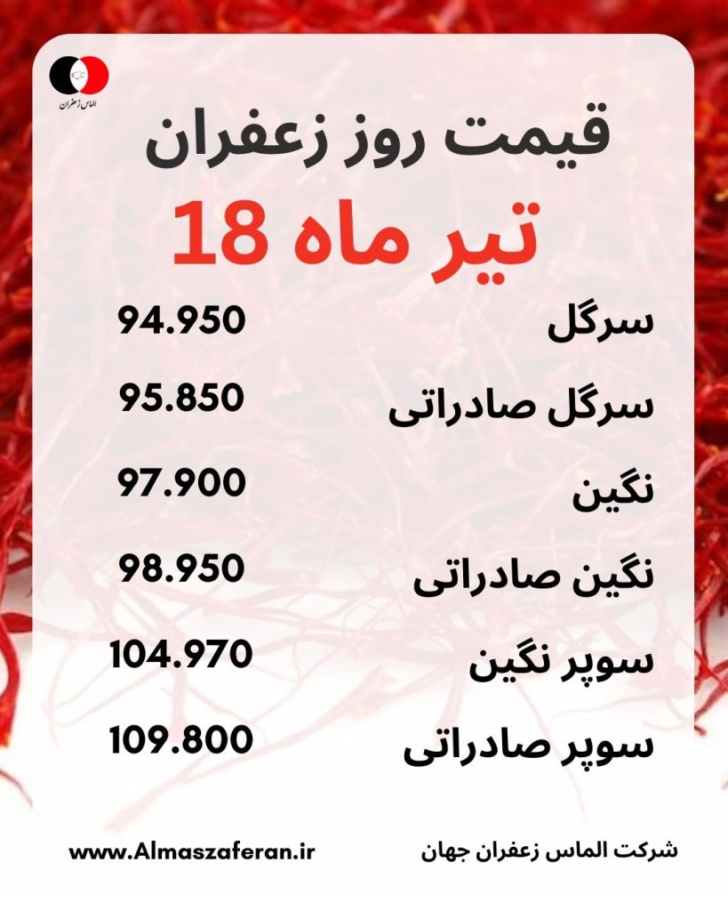 قیمت زعفران 18 تیر 1403