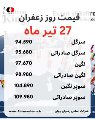 لیست قیمت زعفران 27 تیر 