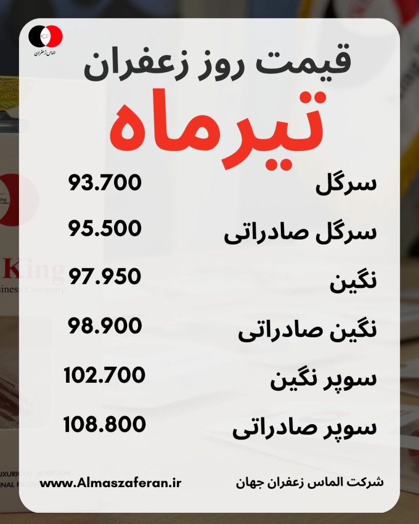 قیمت زعفران در تیر